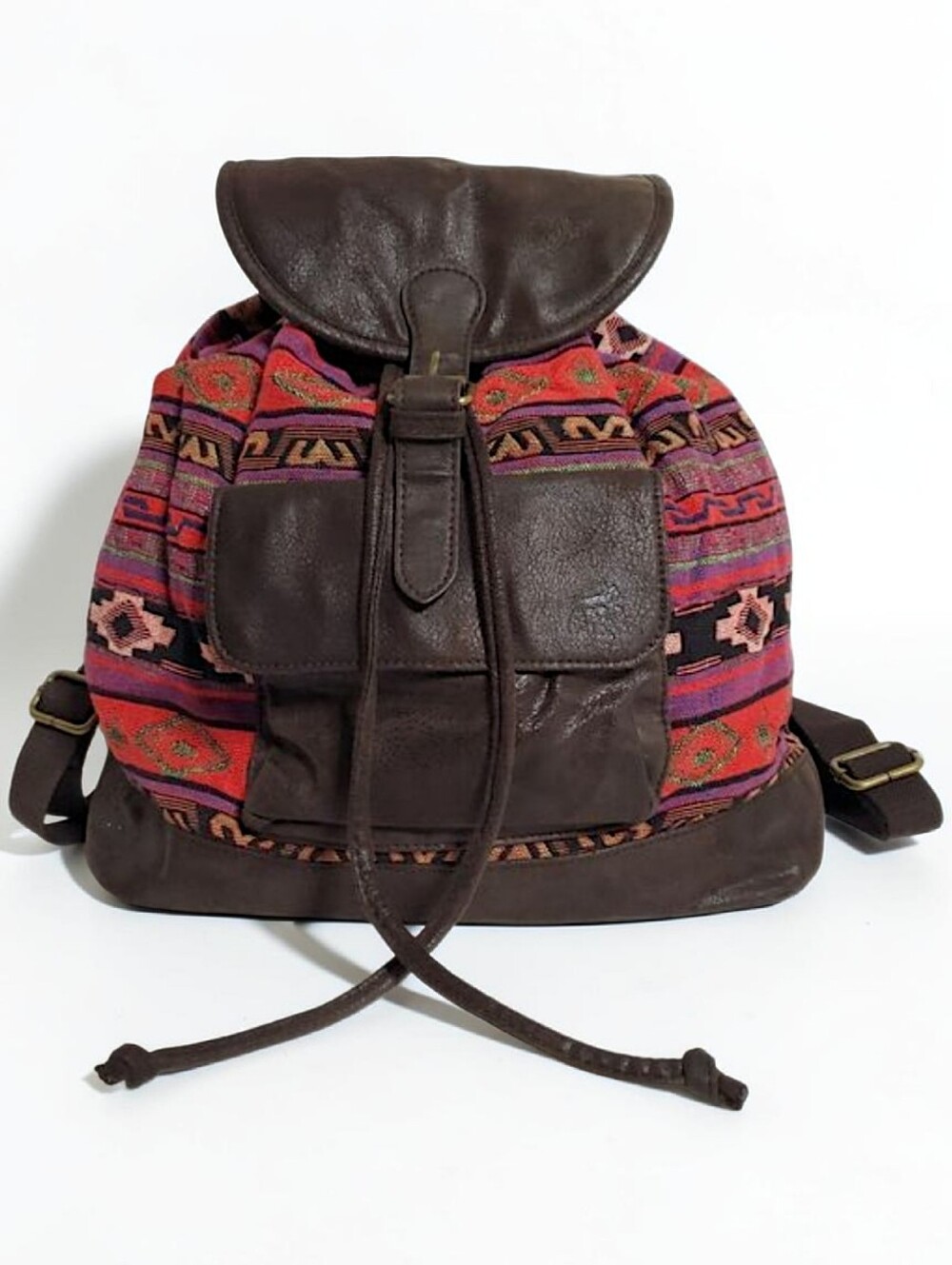 TigerBear Republik Peruvian Textile Backpack Rucksack Drawstring Bag Buckle Up